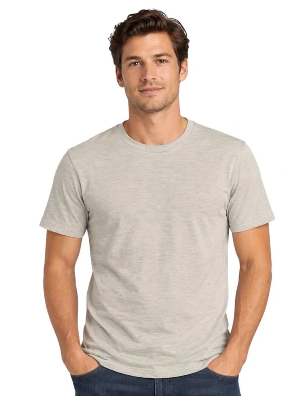 Banana Republic Men’s Fitted Crew T Shirt Small Beige Cotton Blend Tee